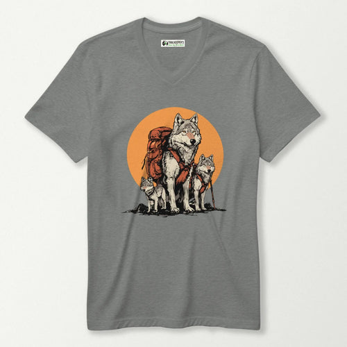 Wolf Backpacker Family V-Neck T-Shirt