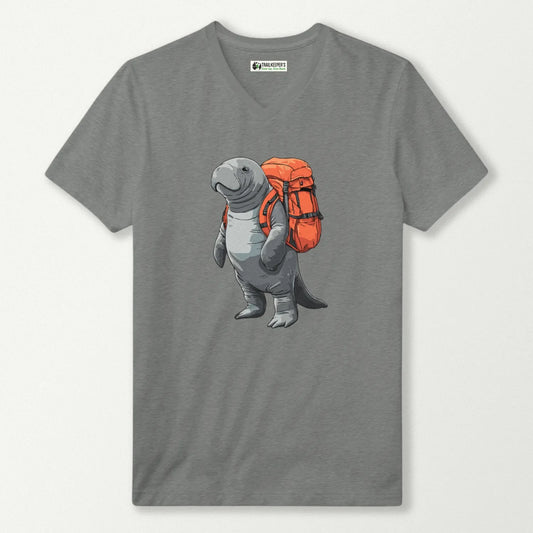 Manatee Backpacker V-Neck T-Shirt