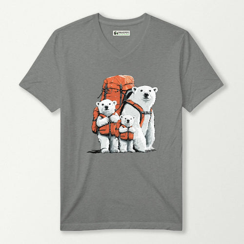 Polar Bear Backpacker Family V-Neck T-Shirt