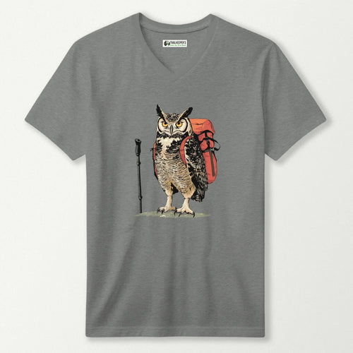 Great Horned Owl Backpacker V-Neck T-Shirt