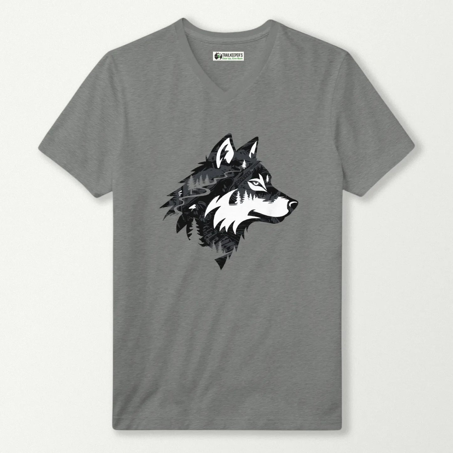 Wolf Head Forest V-Neck T-Shirt