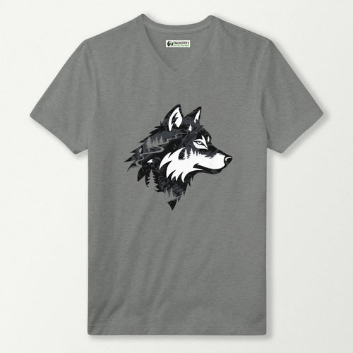 Wolf Head Forest V-Neck T-Shirt