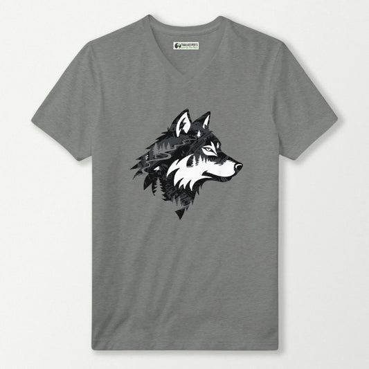 Wolf Head Forest V-Neck T-Shirt