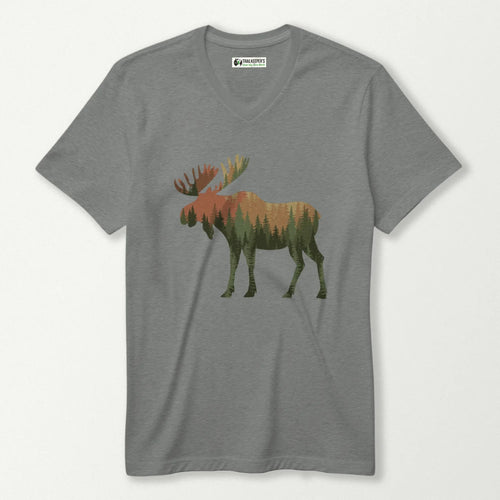 Moose Forest Scene V-Neck T-Shirt