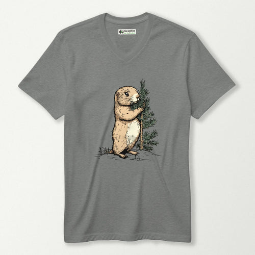 Prairie Dog Tree Hugger V-Neck T-Shirt
