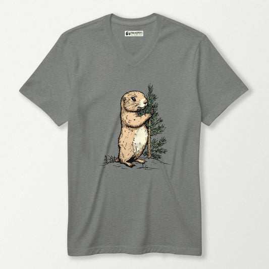 Prairie Dog Tree Hugger V-Neck T-Shirt