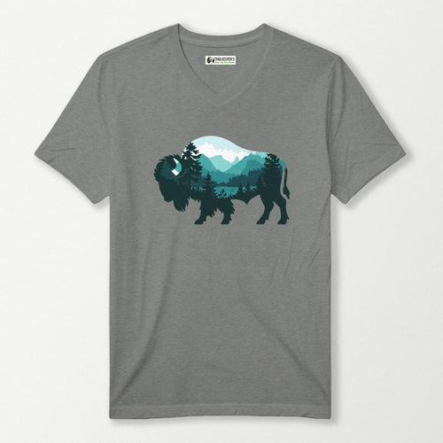 Buffalo Mountain Scene V-Neck T-Shirt
