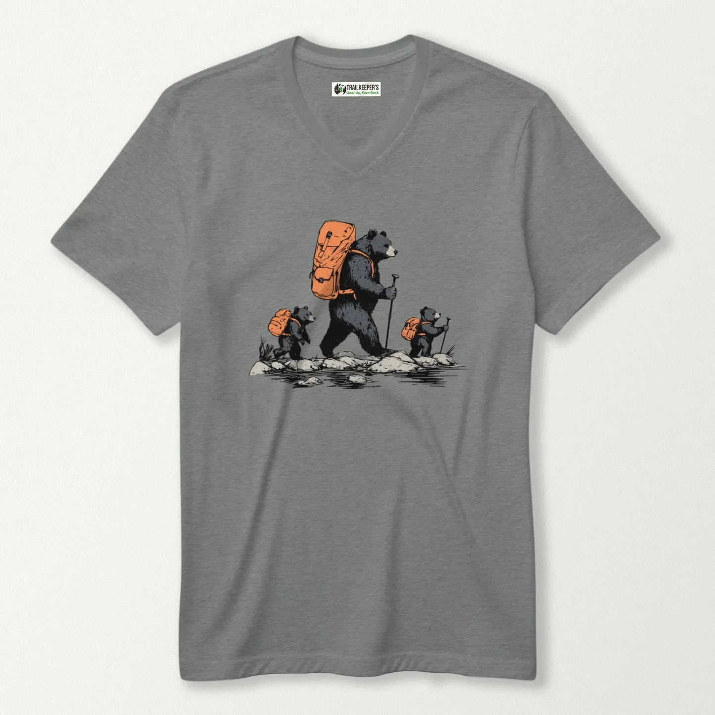 Bear Backpacker Family V-Neck T-Shirt