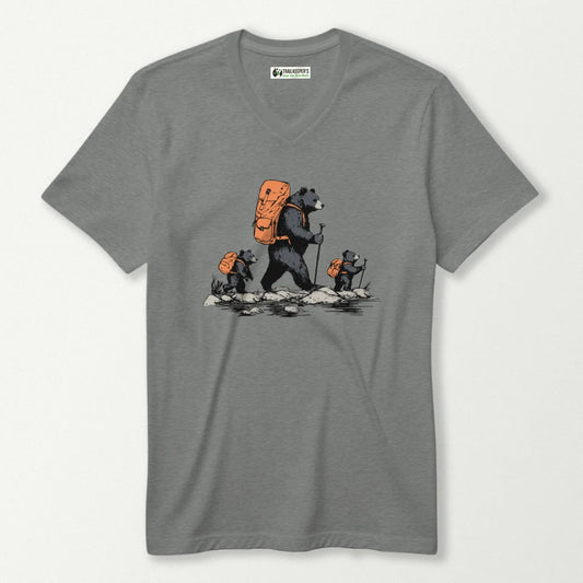 Bear Backpacker Family V-Neck T-Shirt