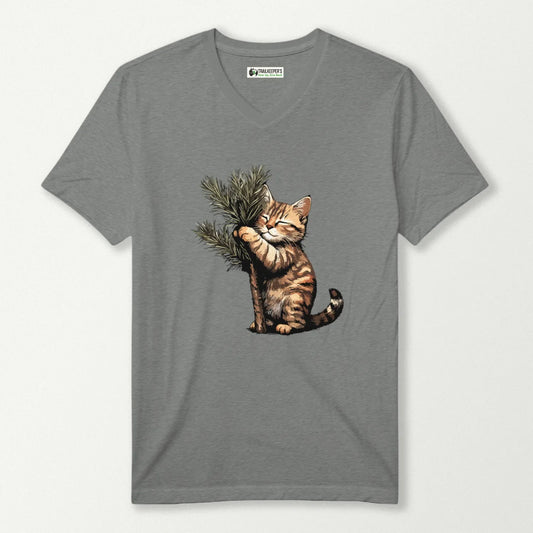 Cat Tree Hugger V-Neck T-Shirt