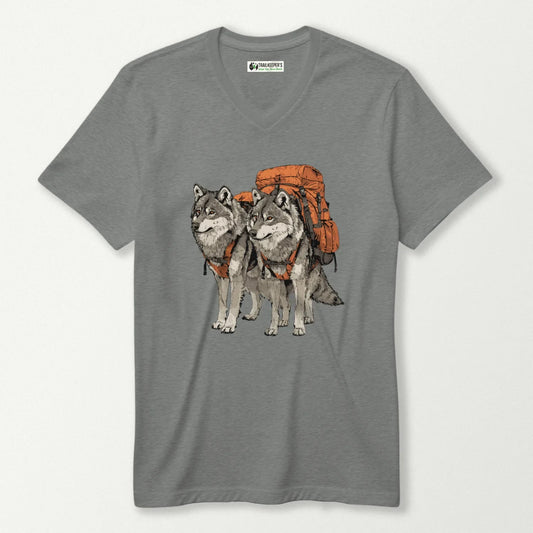 Wolf Backpacker Buddies V-Neck T-Shirt
