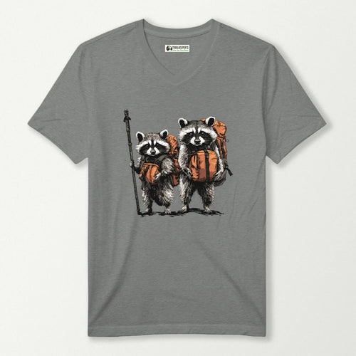 Raccoon Backpacker Buddies V-Neck T-Shirt