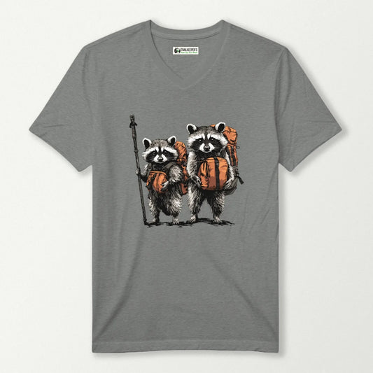 Raccoon Backpacker Buddies V-Neck T-Shirt