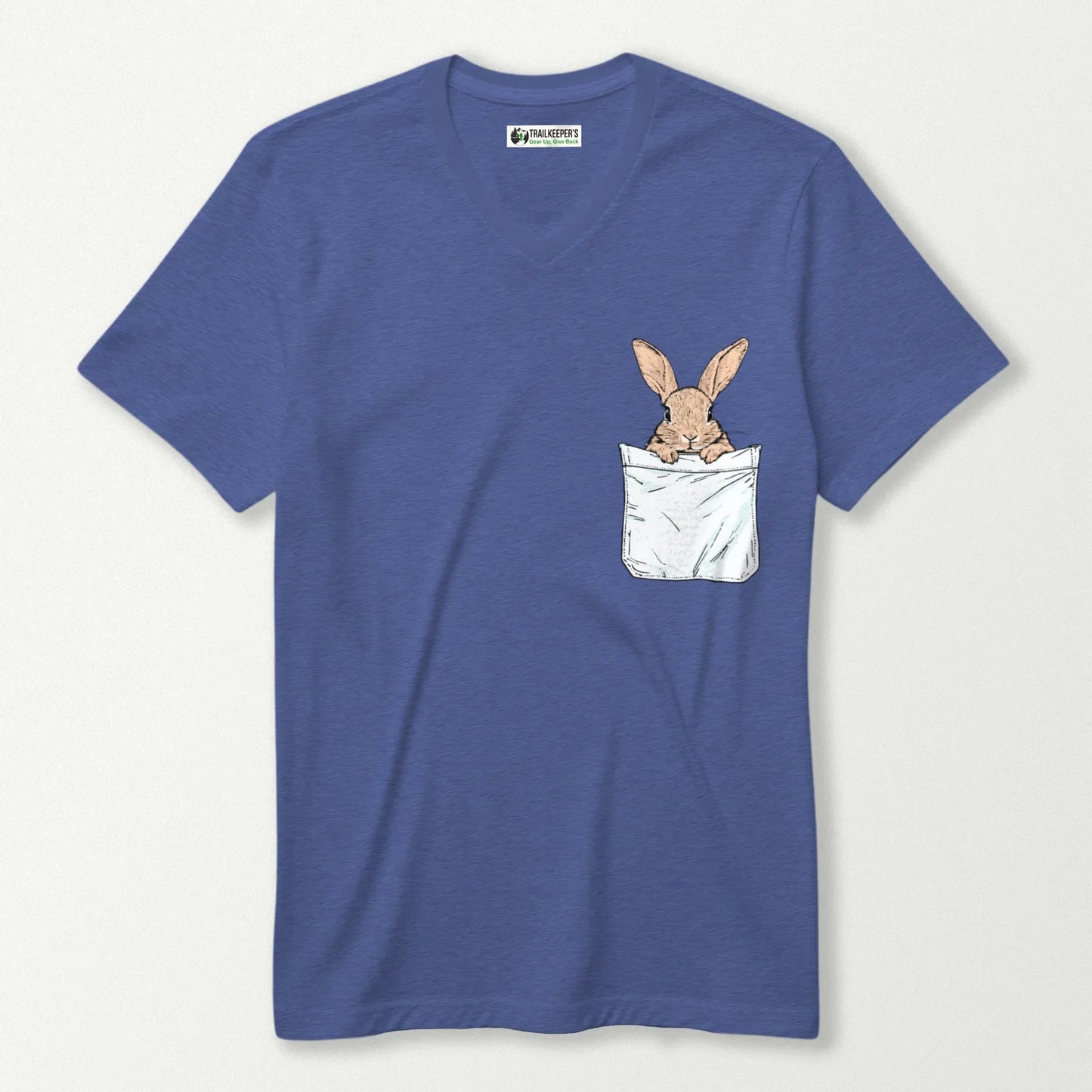 Rabbit In Pocket V-Neck T-Shirt
