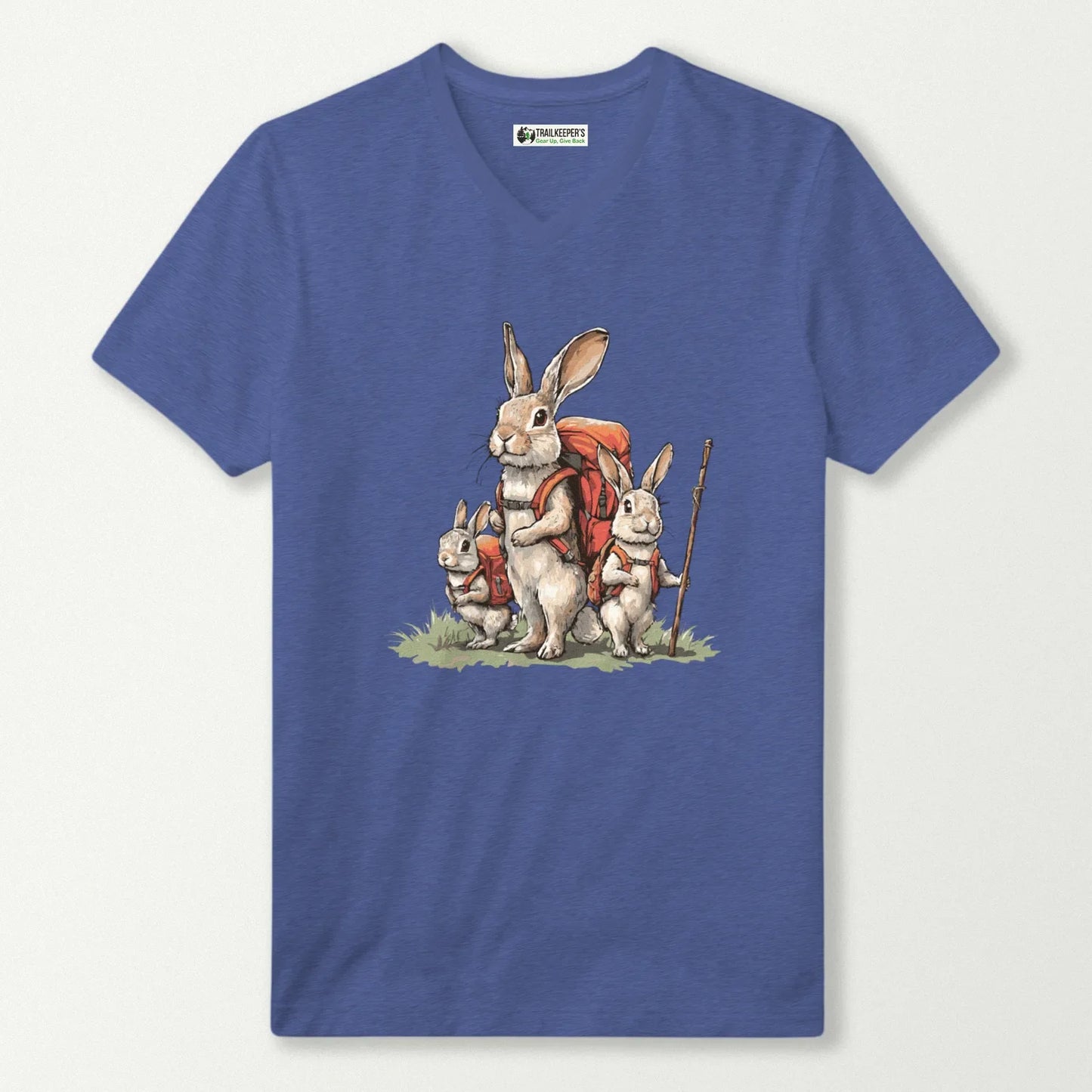 Rabbit Backpacker Family V-Neck T-Shirt