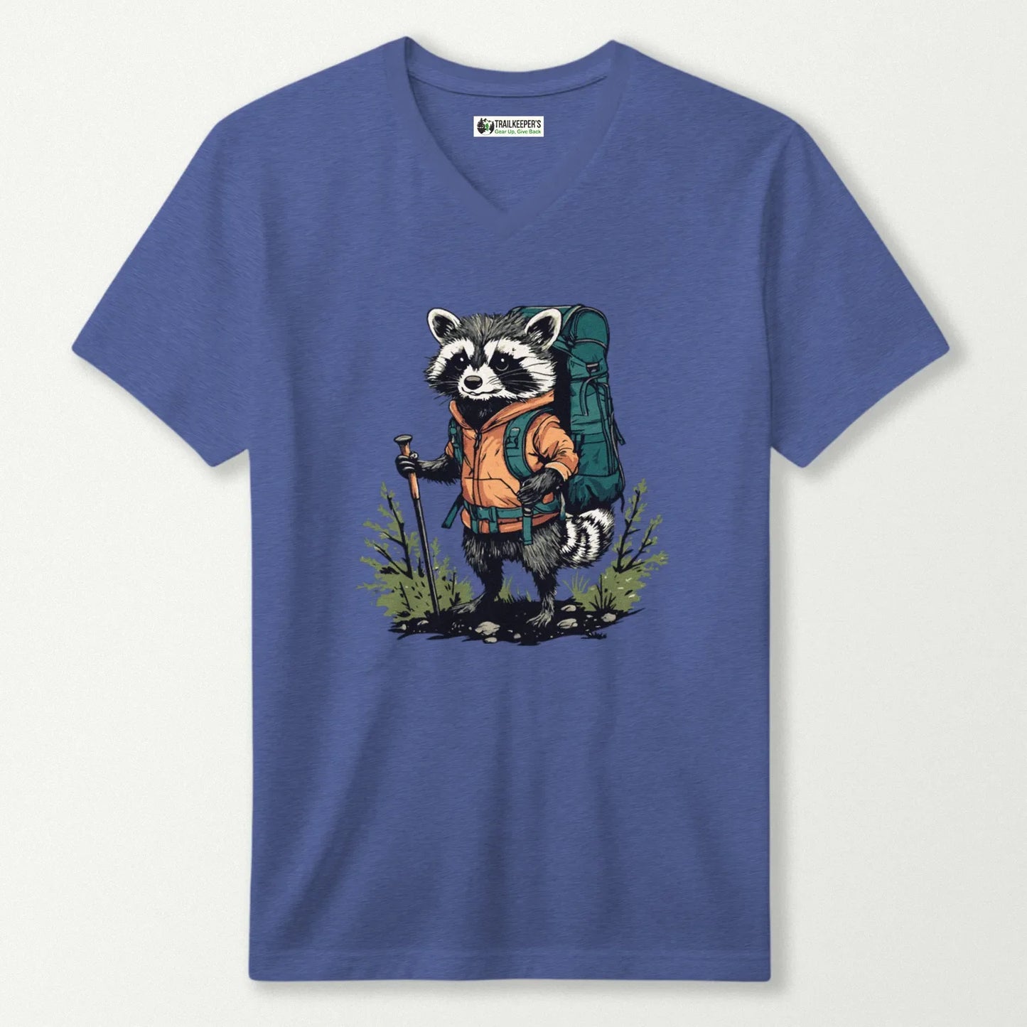 Raccoon Backpacker V-Neck T-Shirt