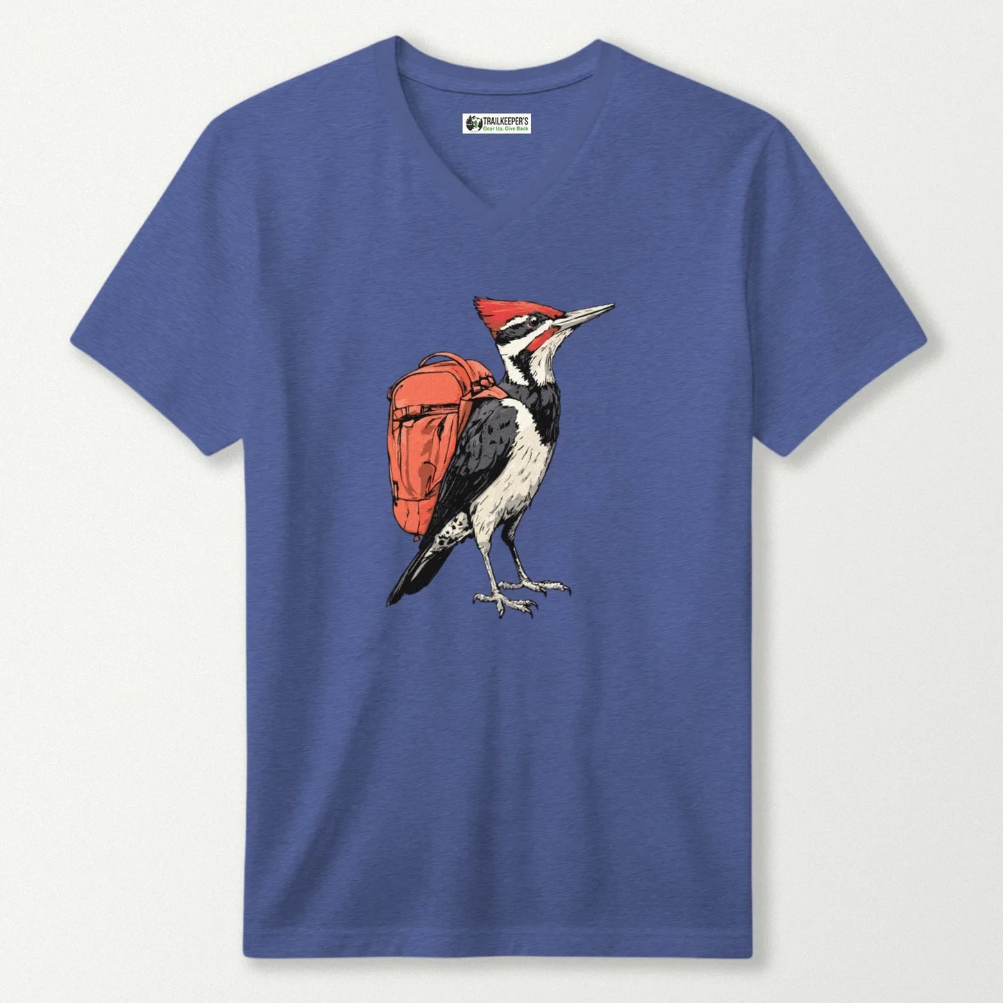 Pileated Woodpecker Backpacker V-Neck T-Shirt