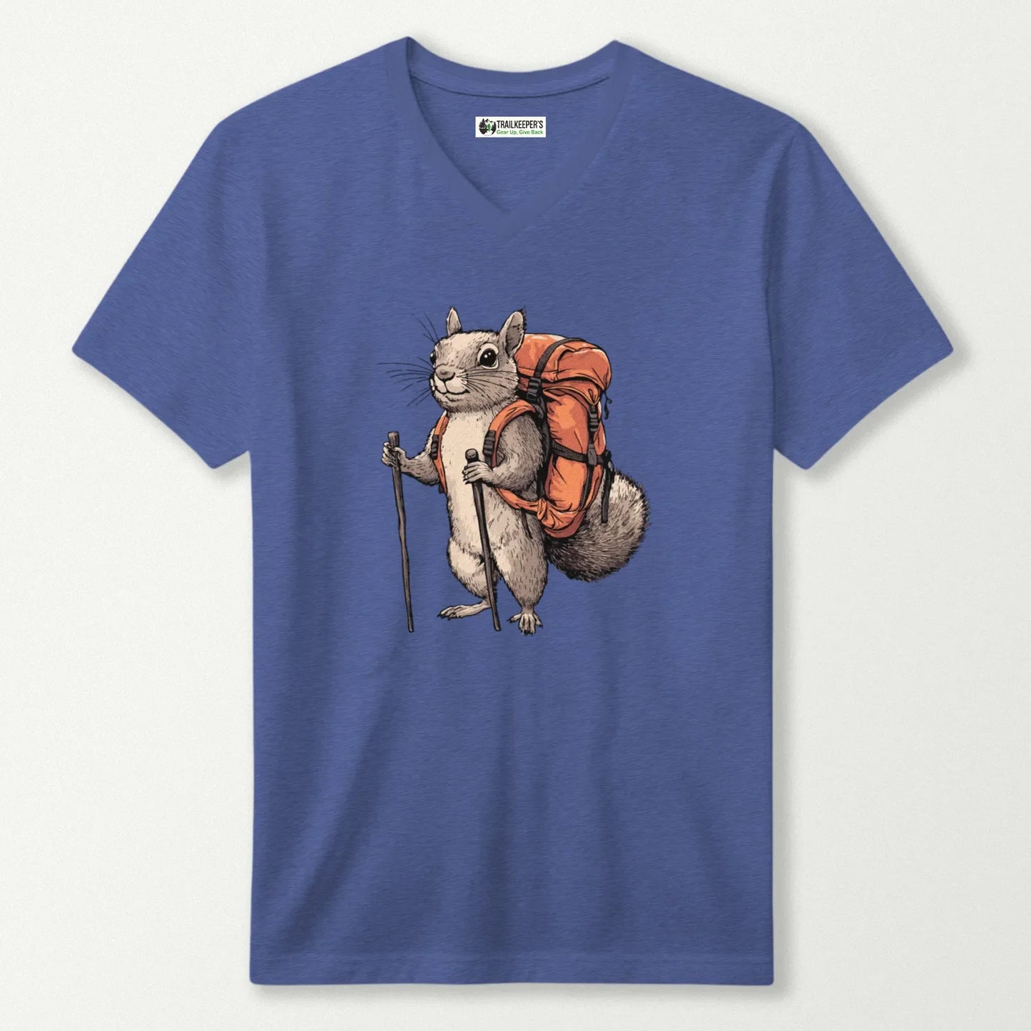 Squirrel Backpacker V-Neck T-Shirt