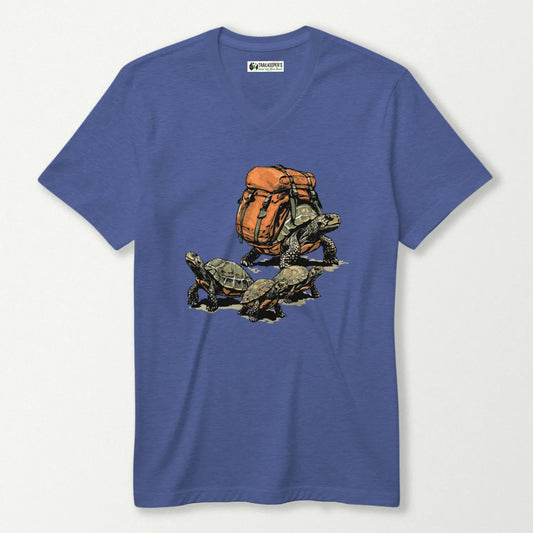 Tortoise Backpacker Family V-Neck T-Shirt