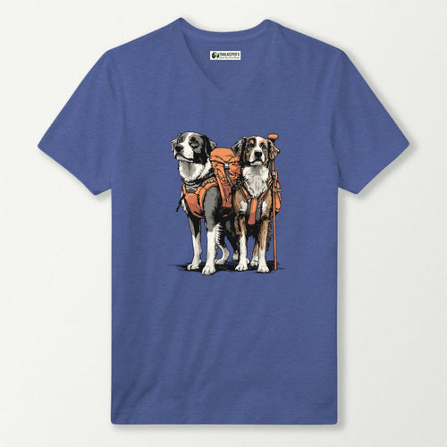 Dog Backpacker Buddies V-Neck T-Shirt
