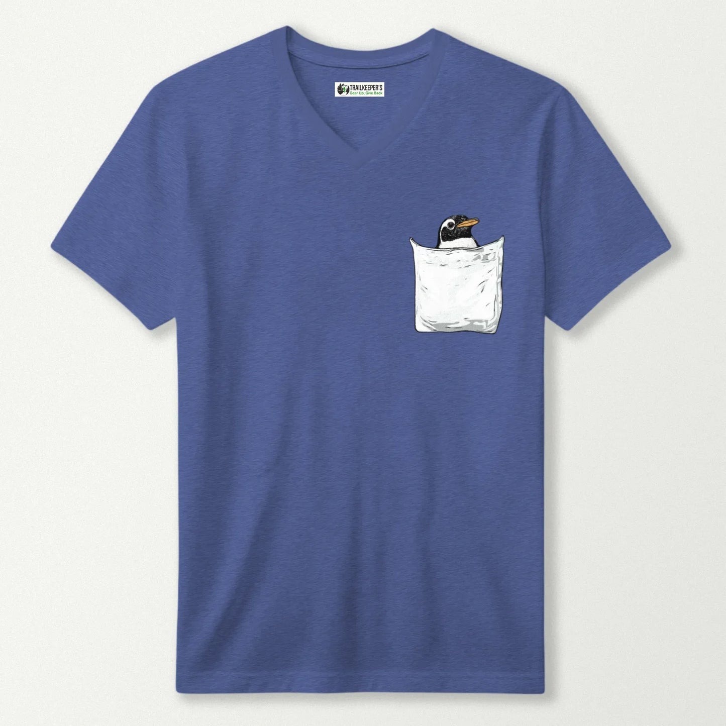 Penguin In Pocket V-Neck T-Shirt