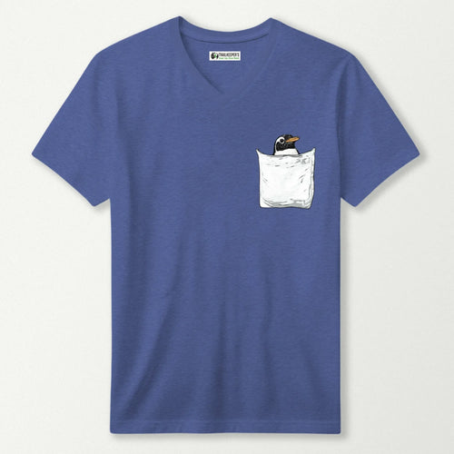 Penguin In Pocket V-Neck T-Shirt