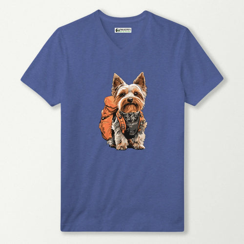 Yorkie Backpacker V-Neck T-Shirt