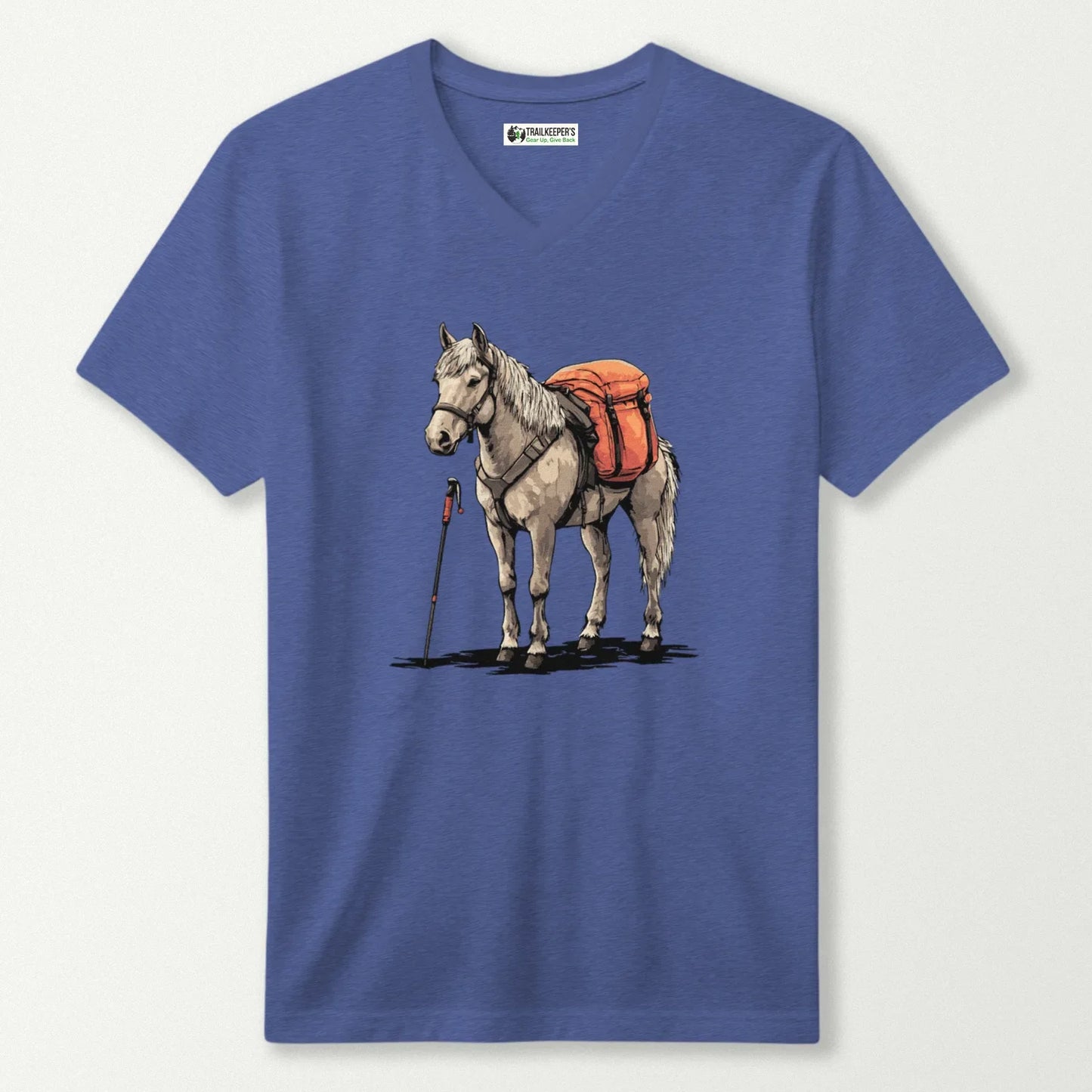 Horse Backpacker V-Neck T-Shirt