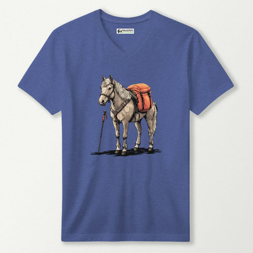 Horse Backpacker V-Neck T-Shirt