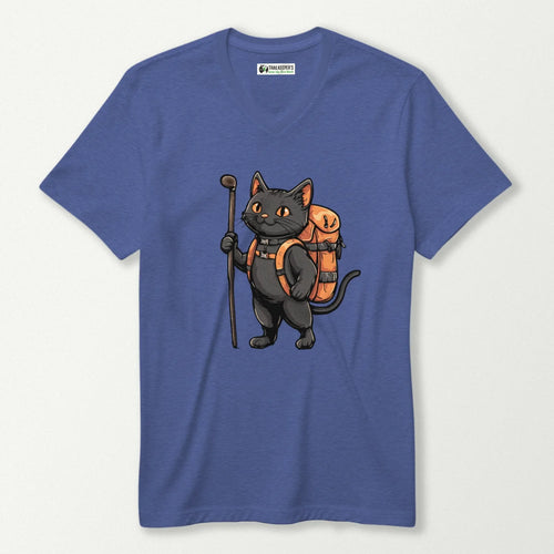 Cat Backpacker V-Neck T-Shirt