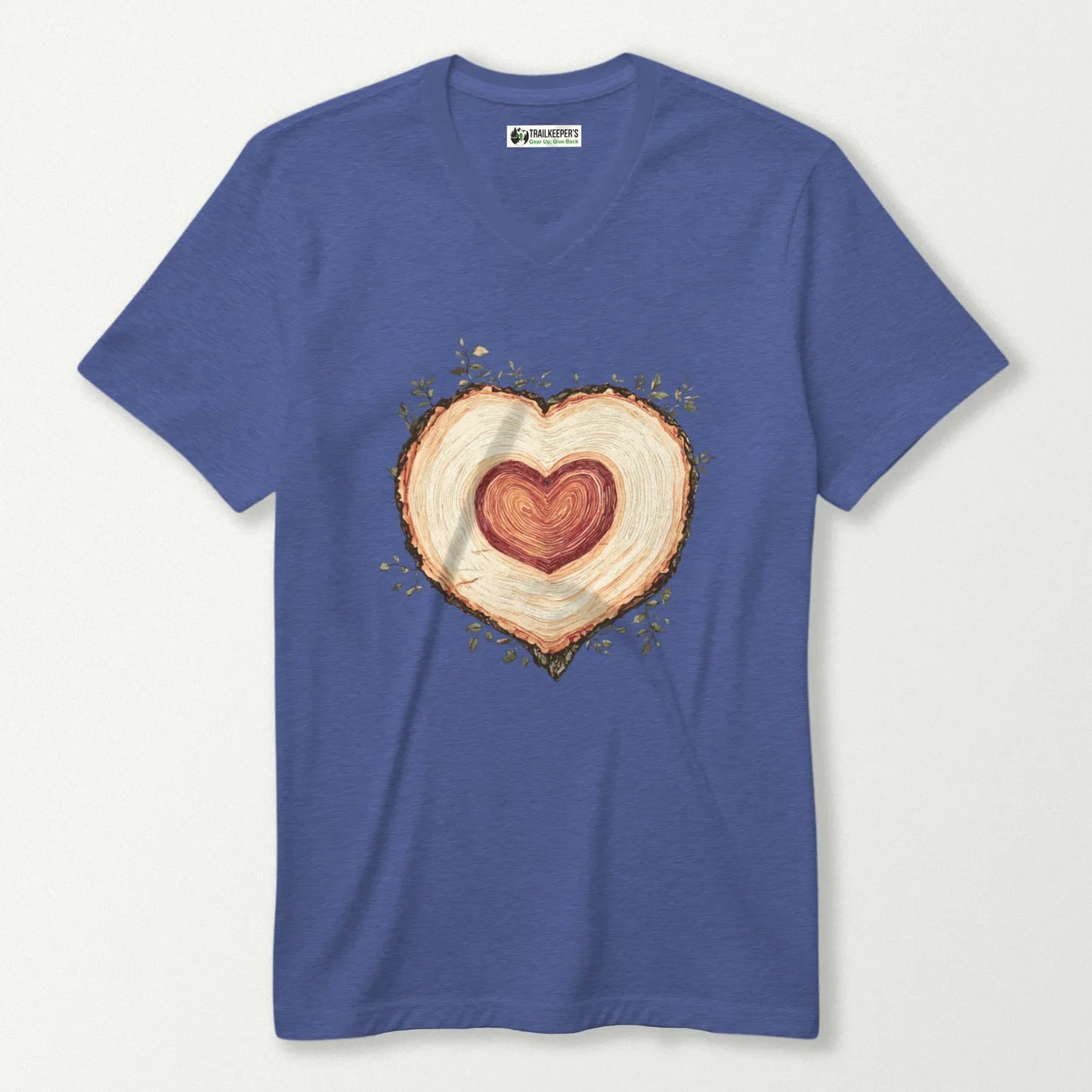 Tree Heart Wood V-Neck T-Shirt
