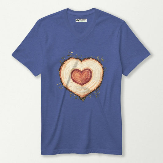 Tree Heart Wood V-Neck T-Shirt