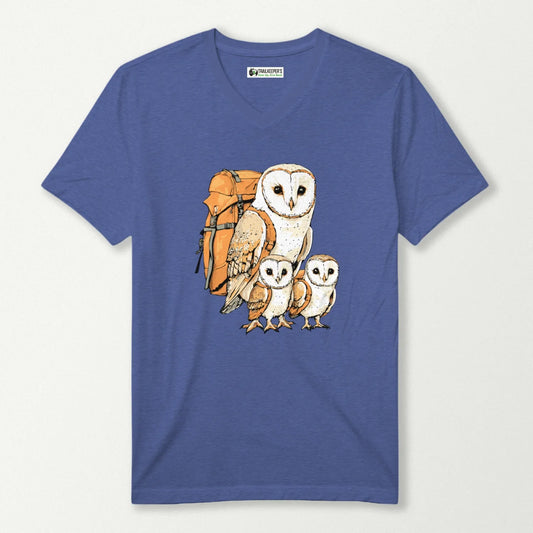 Barn Owl Backpacker Family V-Neck T-Shirt