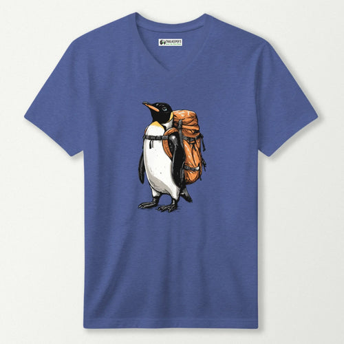 Emperor Penguin Backpacker V-Neck T-Shirt