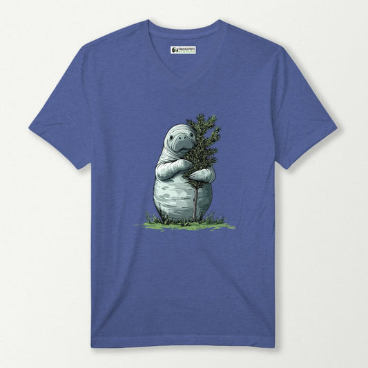 Manatee Tree Hugger V-Neck T-Shirt