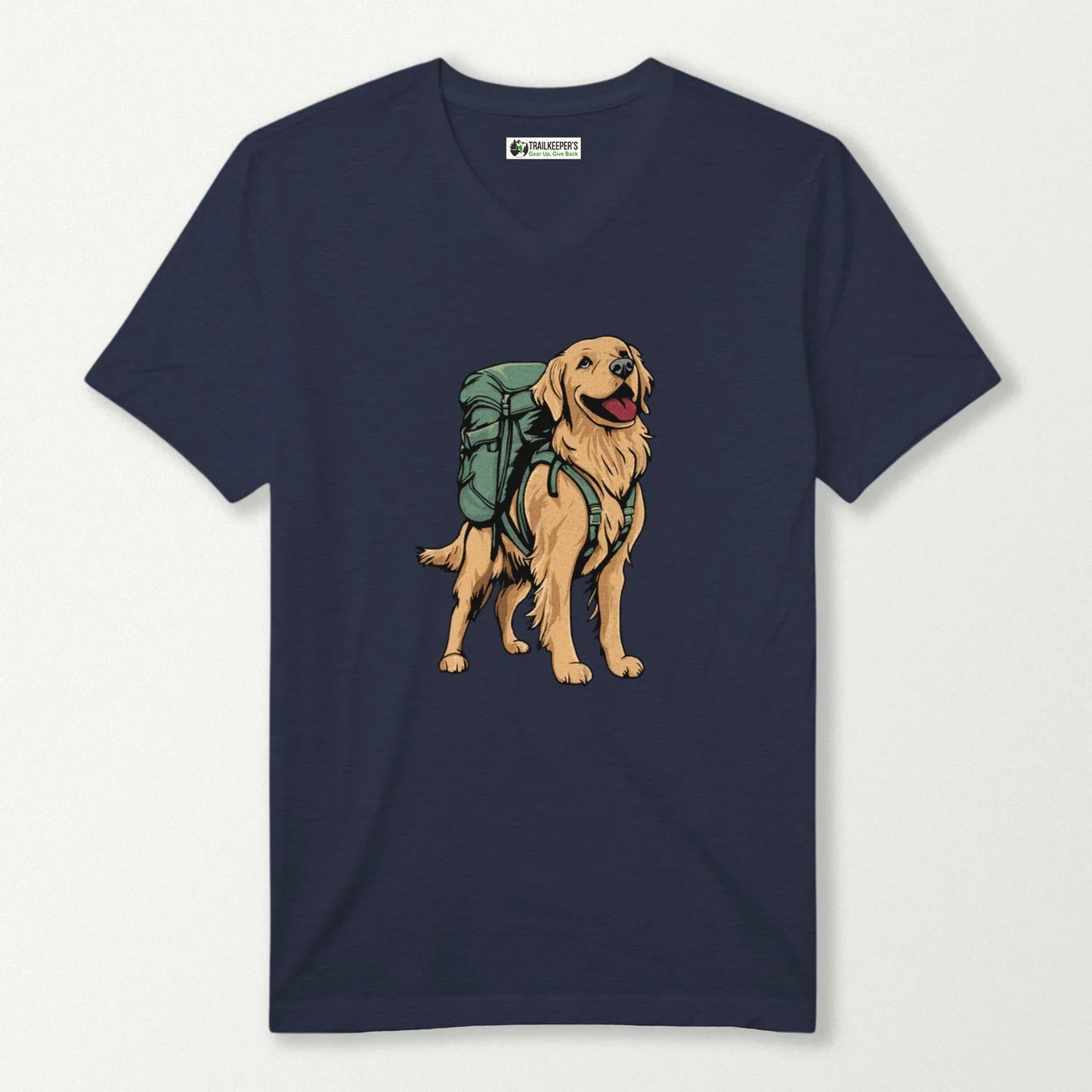 Golden Retriever Backpacker V-Neck T-Shirt