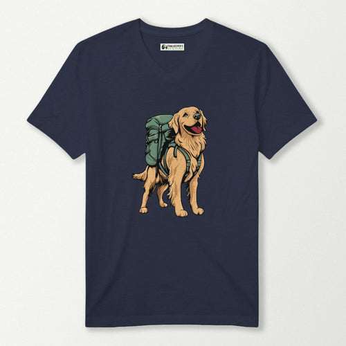 Golden Retriever Backpacker V-Neck T-Shirt
