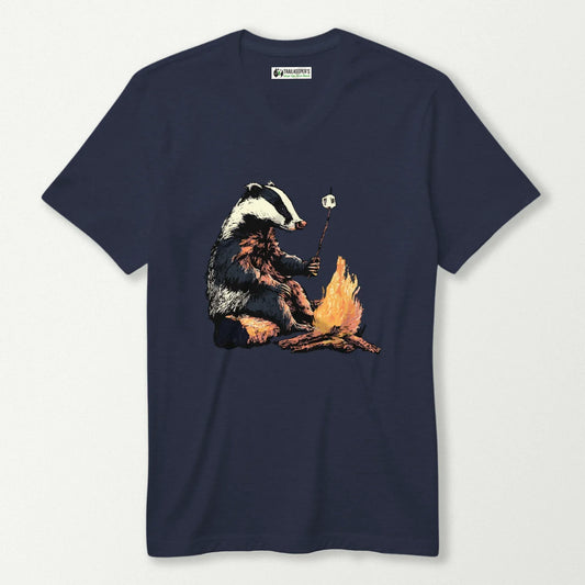Badger Marshmallow Roaster V-Neck T-Shirt