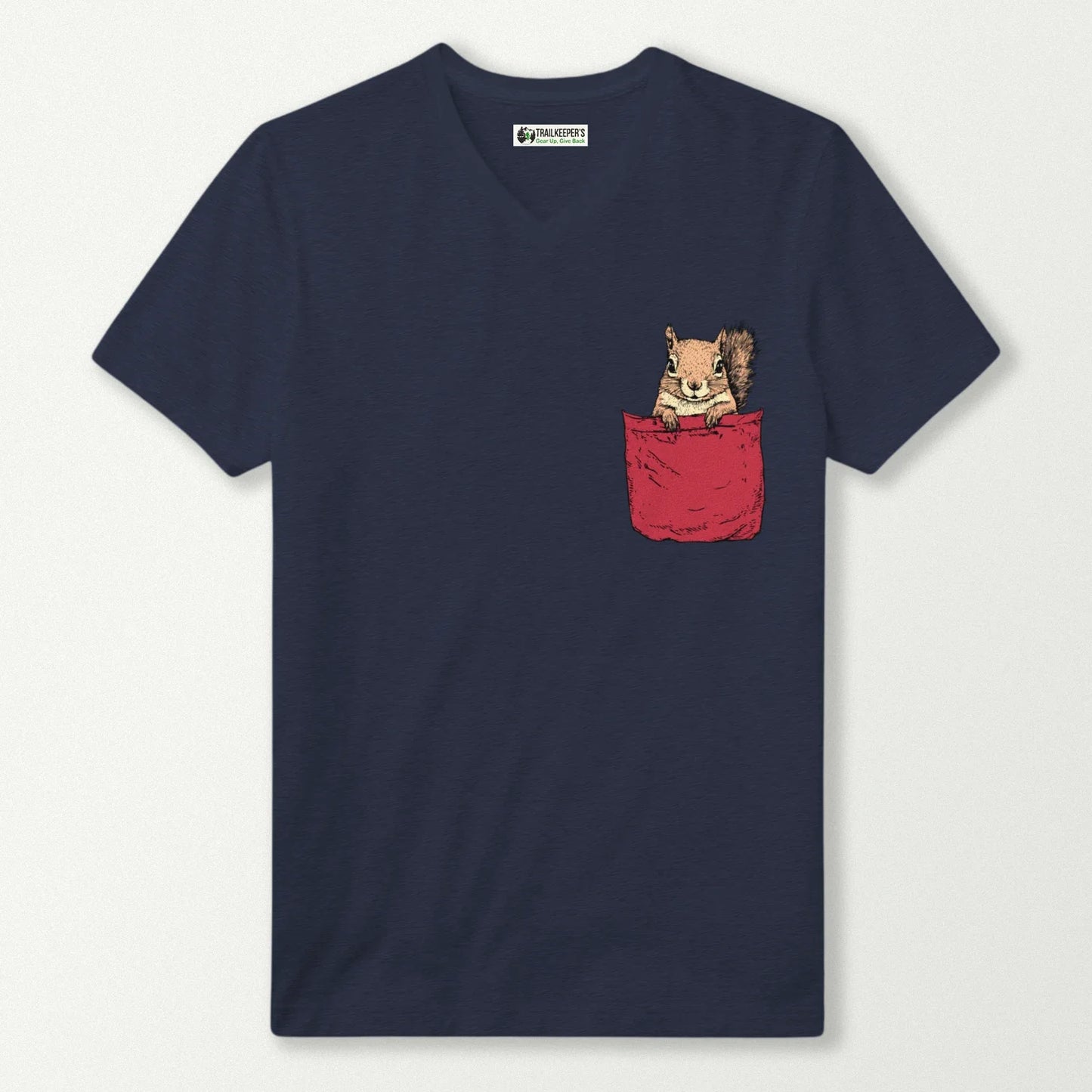 Squirrel In Pocket V-Neck T-Shirt