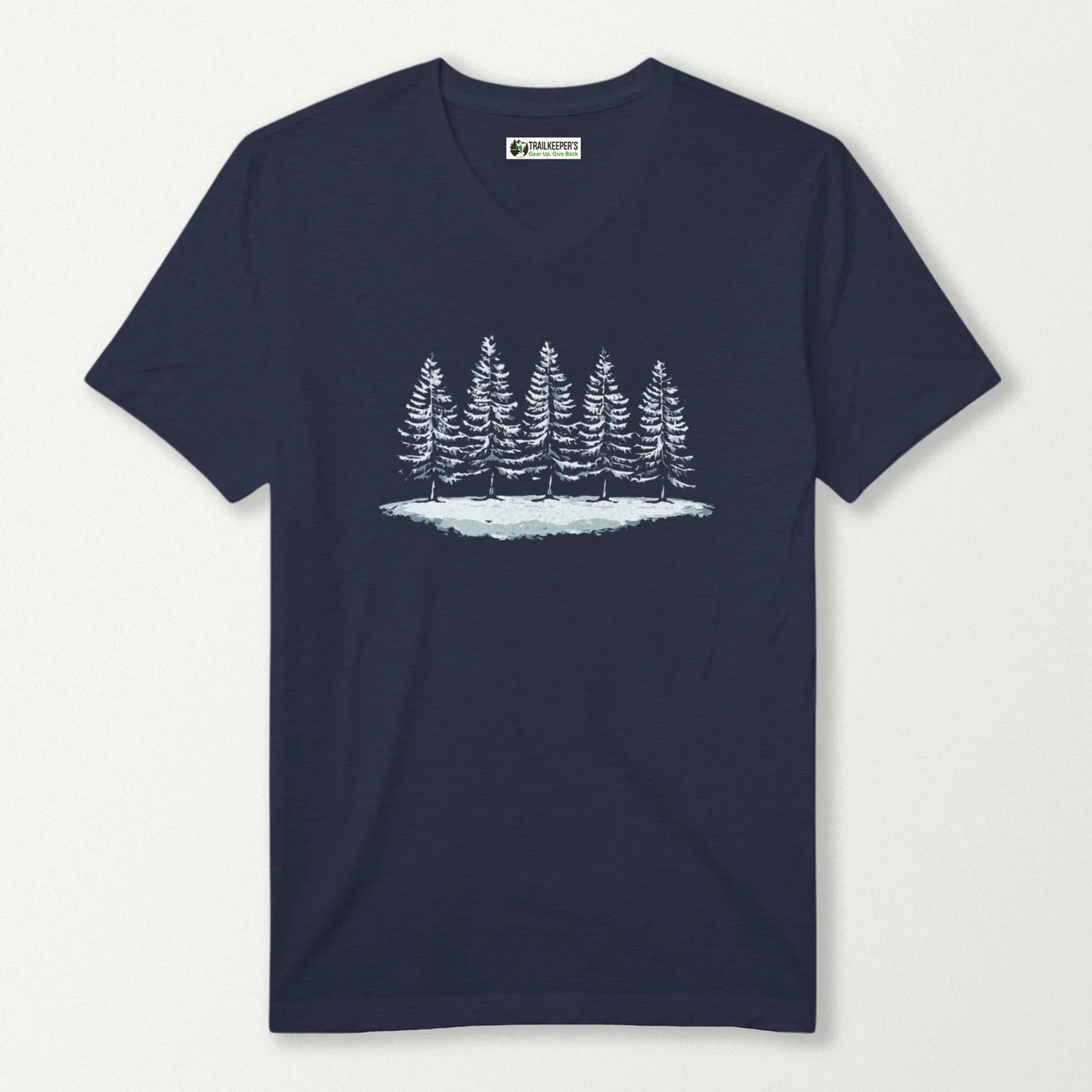 Snow Covered Treeline V-Neck T-Shirt
