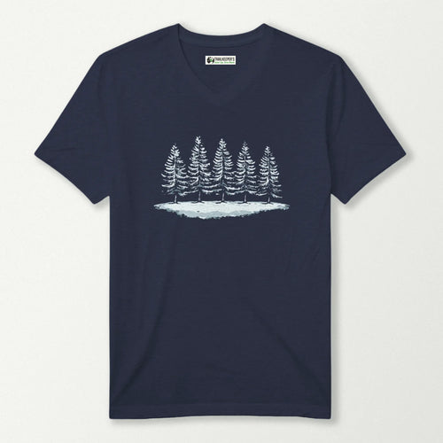 Snow Covered Treeline V-Neck T-Shirt