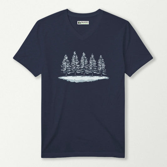 Snow Covered Treeline V-Neck T-Shirt