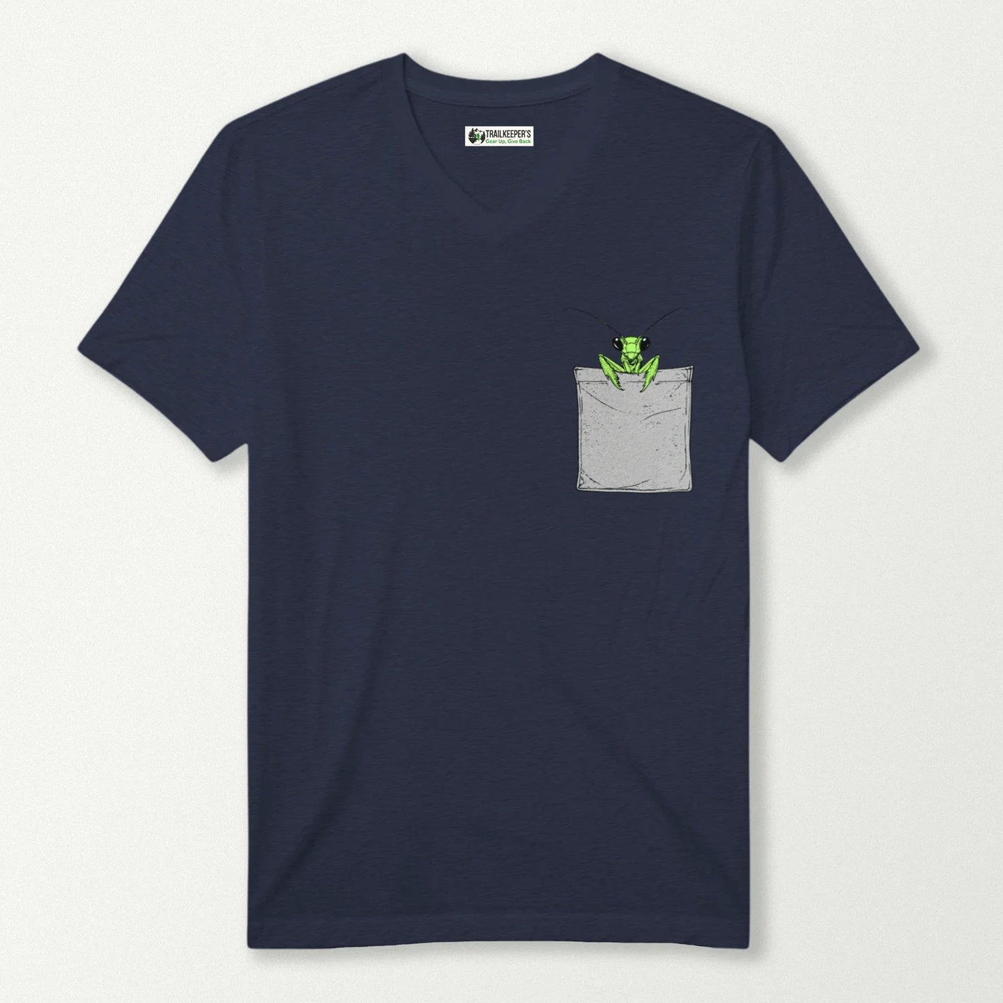 Preying Mantis In Pocket V-Neck T-Shirt