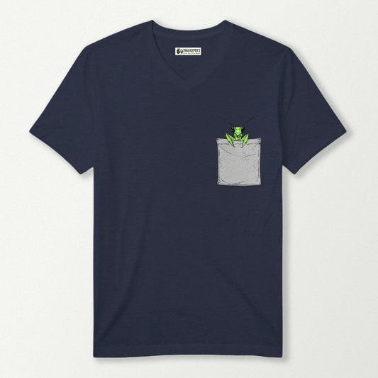 Preying Mantis In Pocket V-Neck T-Shirt