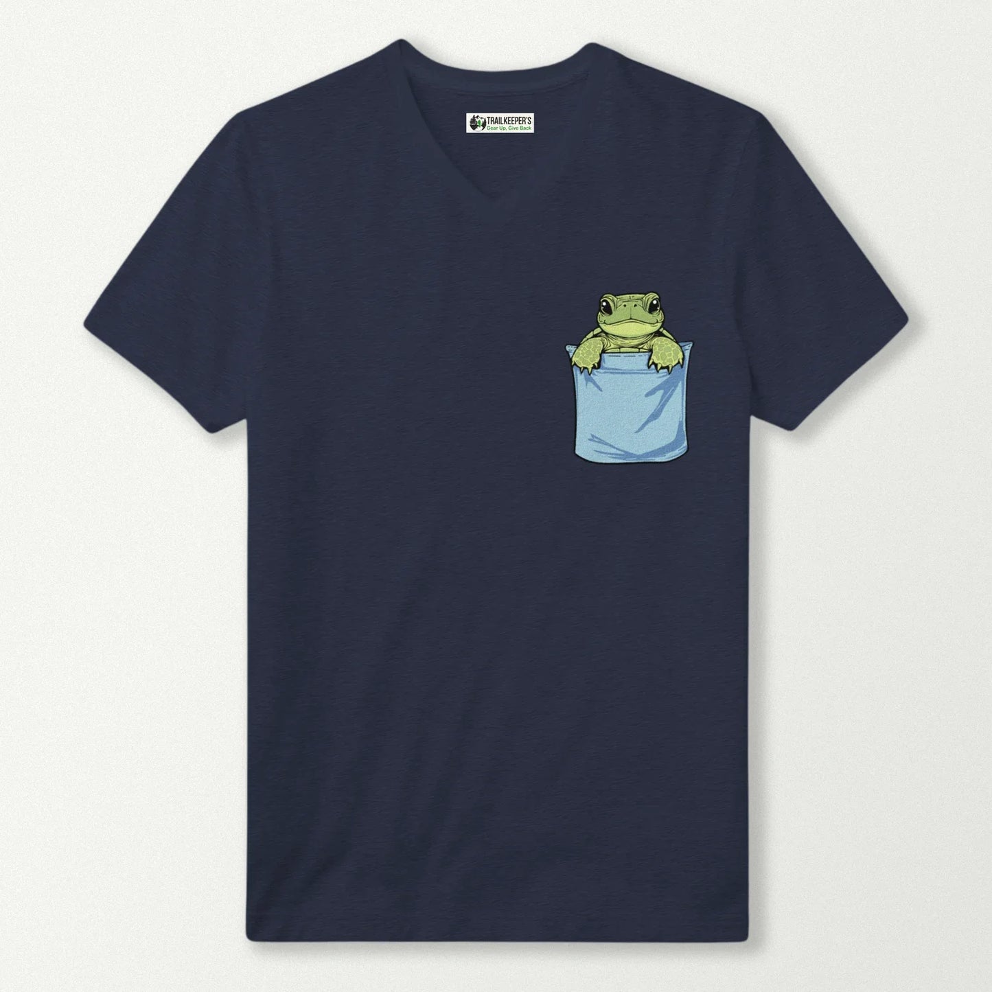 Turtle In Pocket V-Neck T-Shirt