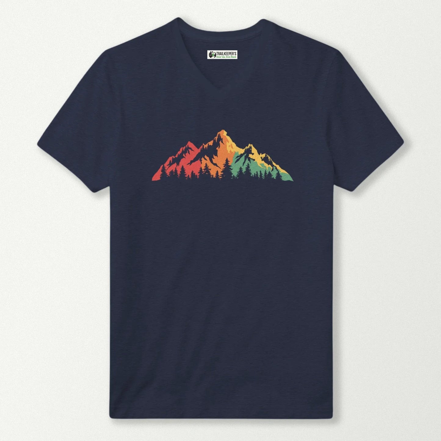 Rainbow Mountain Scene V-Neck T-Shirt