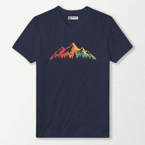 Rainbow Mountain Scene V-Neck T-Shirt