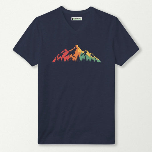 Rainbow Mountain Scene V-Neck T-Shirt