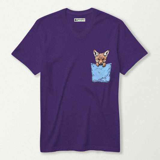 Coyote In Pocket V-Neck T-Shirt